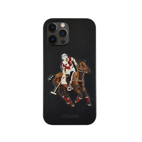 iPhone 12 Pro Coque - Santa Barbara Genuine Leather Case Jockey Series (BLACK)