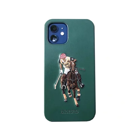 iPhone 12 Coque - Santa Barbara Genuine Leather Case Jockey Series (GREEN)