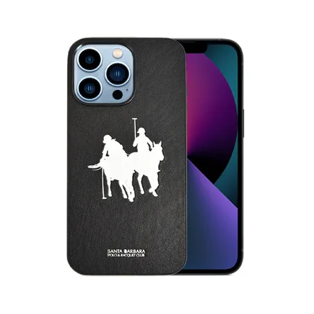 iPhone 14 Pro Max Coque - Santa Barbara Genuine Leather Case UMBRA Series (BLACK)