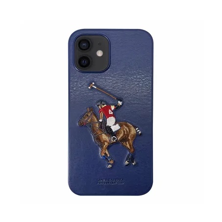 iPhone 12 Pro Coque - Santa Barbara Genuine Leather Case Jockey Series (BLUE)