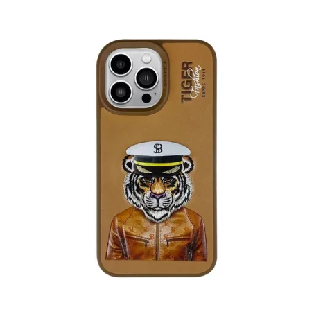 iPhone 14 Pro Max Coque - Santa Barbara Genuine Leather Case FERGUS Series (BROWN)