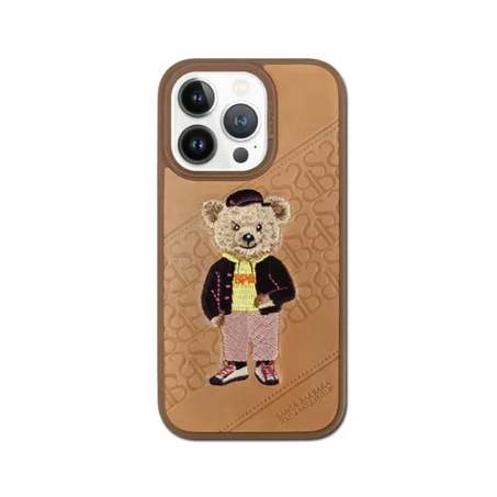 iPhone 14 Pro Max Coque - Santa Barbara Genuine Leather Case Crete Series (BROWN)