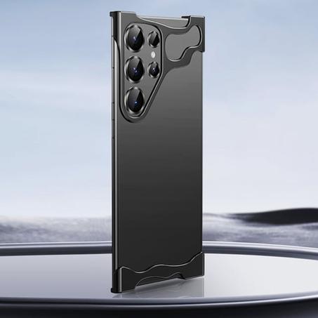 Samsung S25 S24 S23 Ultra Frameless Case Aluminum Metal Corner Pad with Lens protective