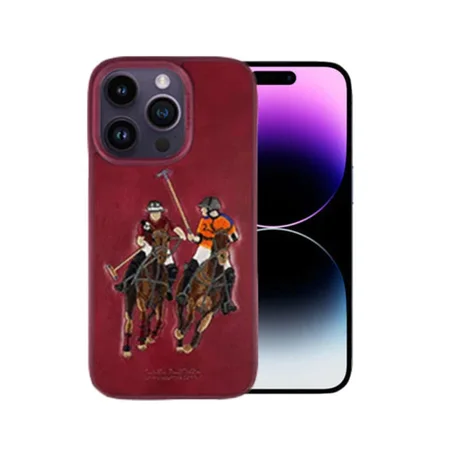 iPhone 14 Pro Max Coque - Santa Barbara Genuine Leather Case Jockey Series (RED)