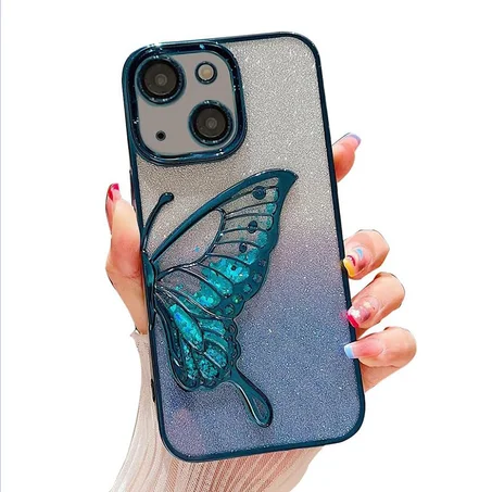 Luxury Plating Bumper Flash Glitter Butterfly Lens Protector iPhone Case