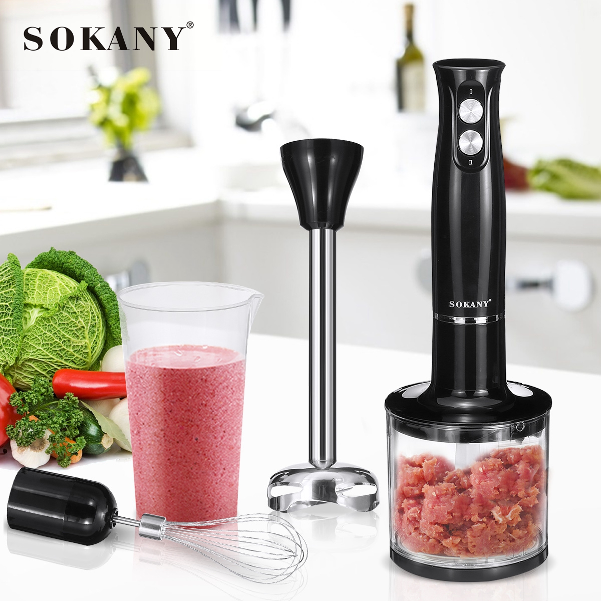 SOKANY hand blender 4 en 1
