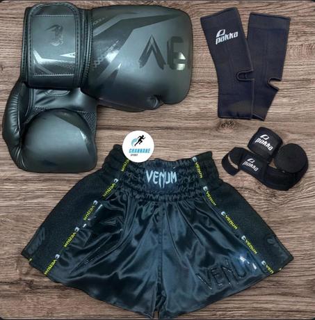 PACK NOIR : GANTS VENUM + SHORT VENUM + BANDE POIGNET + BANDE CHEVILLE