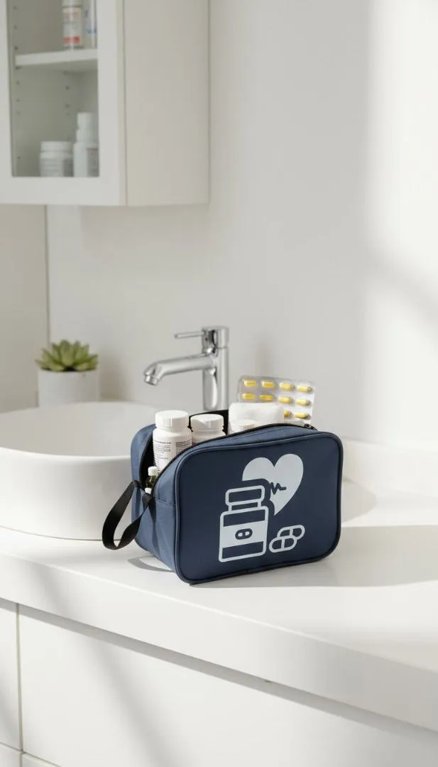 اك 2في1 حقيبة تنظيم الأدوية مع مقلمة تخزين صغيرة Sac a rangement des médicaments bleu nuit