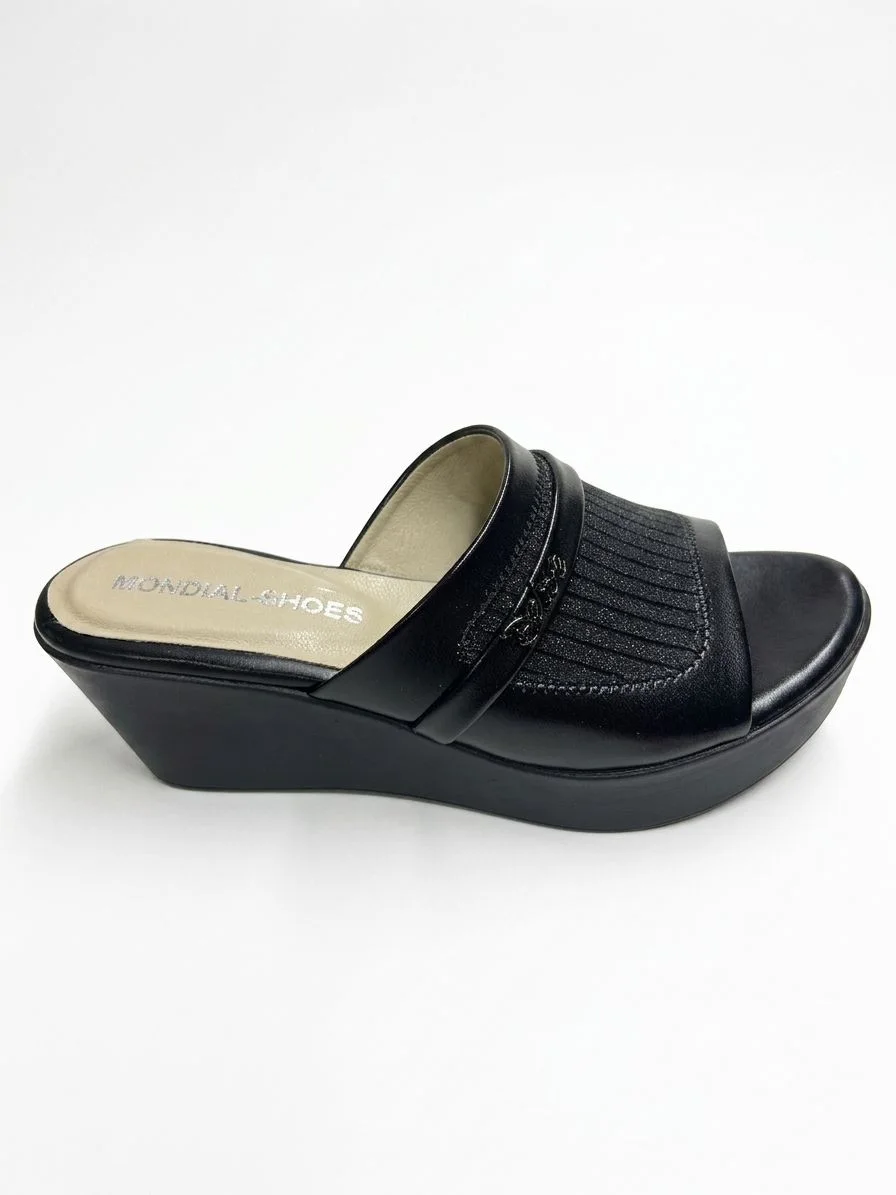 Sandale mule compensée avec plateforme confortable