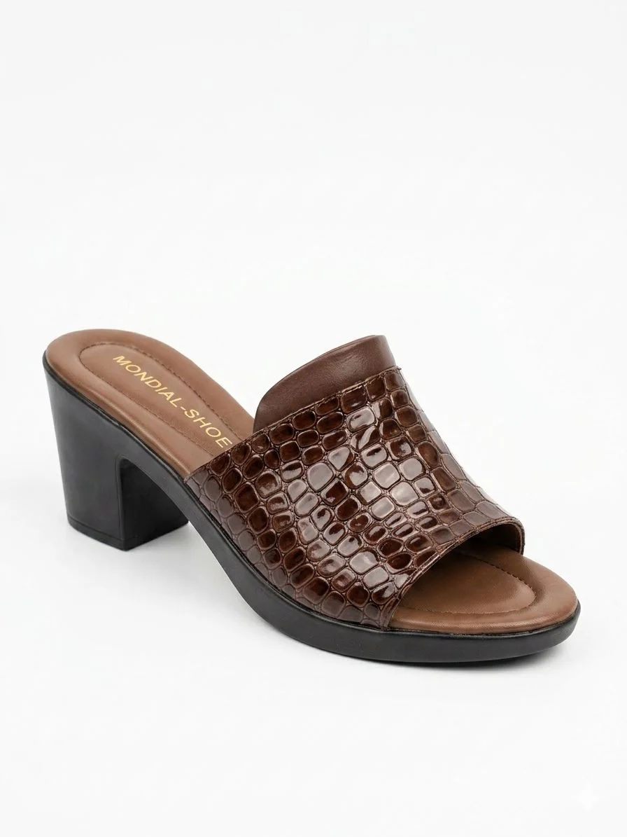 Sandale mule effet croco