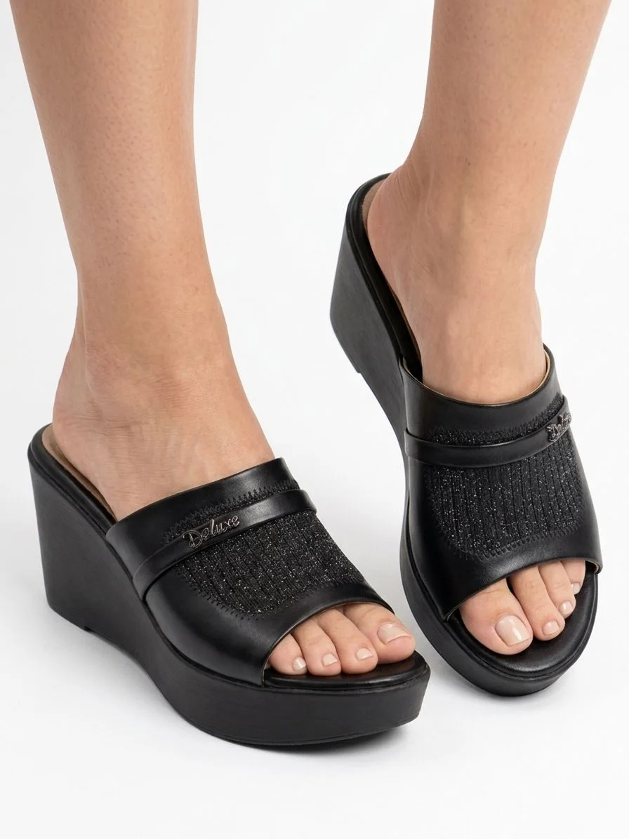Sandale mule compensée avec plateforme confortable