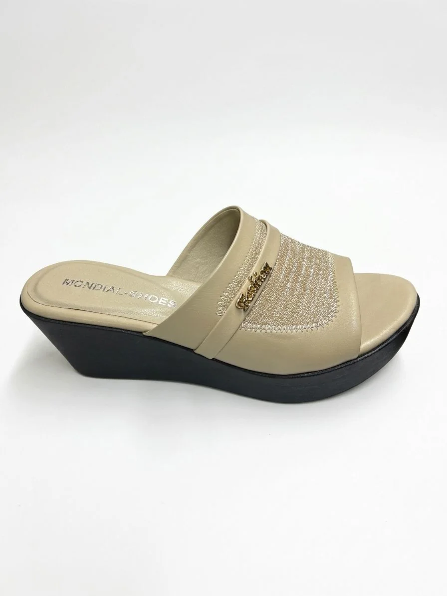 Sandale mule compensée avec plateforme confortable