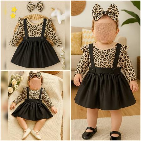 طقم 03 قطع بيبي بناتي فاخر و أنيق مناسب للخريف ♥تريكو مصنوع من قطن جودة ناعمة جدا و تنورة من سكاي خامة ممتازة