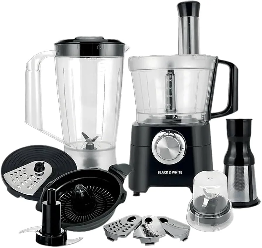 Black & White Food Processor, 1000W, 28 Functions