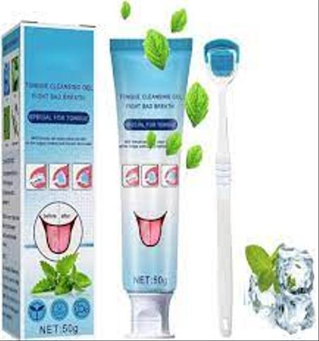 جل منظف اللسان مع فرشاة اللسان