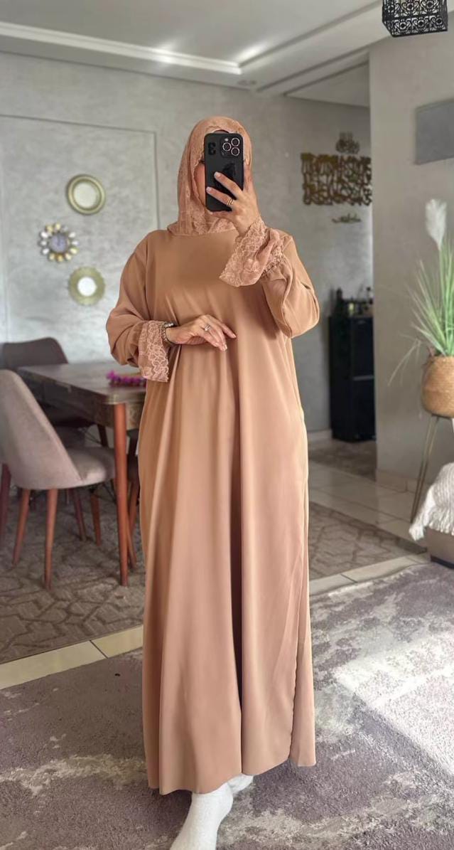عباية رمضان للصلاة من قماش الكريب روزا العالي الجودة