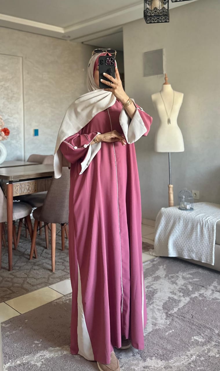 عباية رمضان من قماش كريب روزا مع الشال