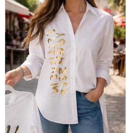 chemise blanc doré