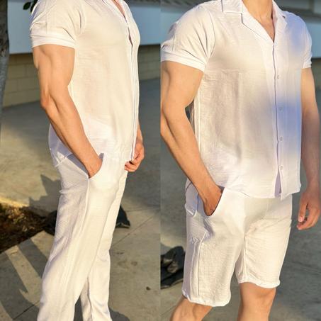 🔥 Ensemble chemise avec manche/pantalon LE LIN 🔥 SHORTS