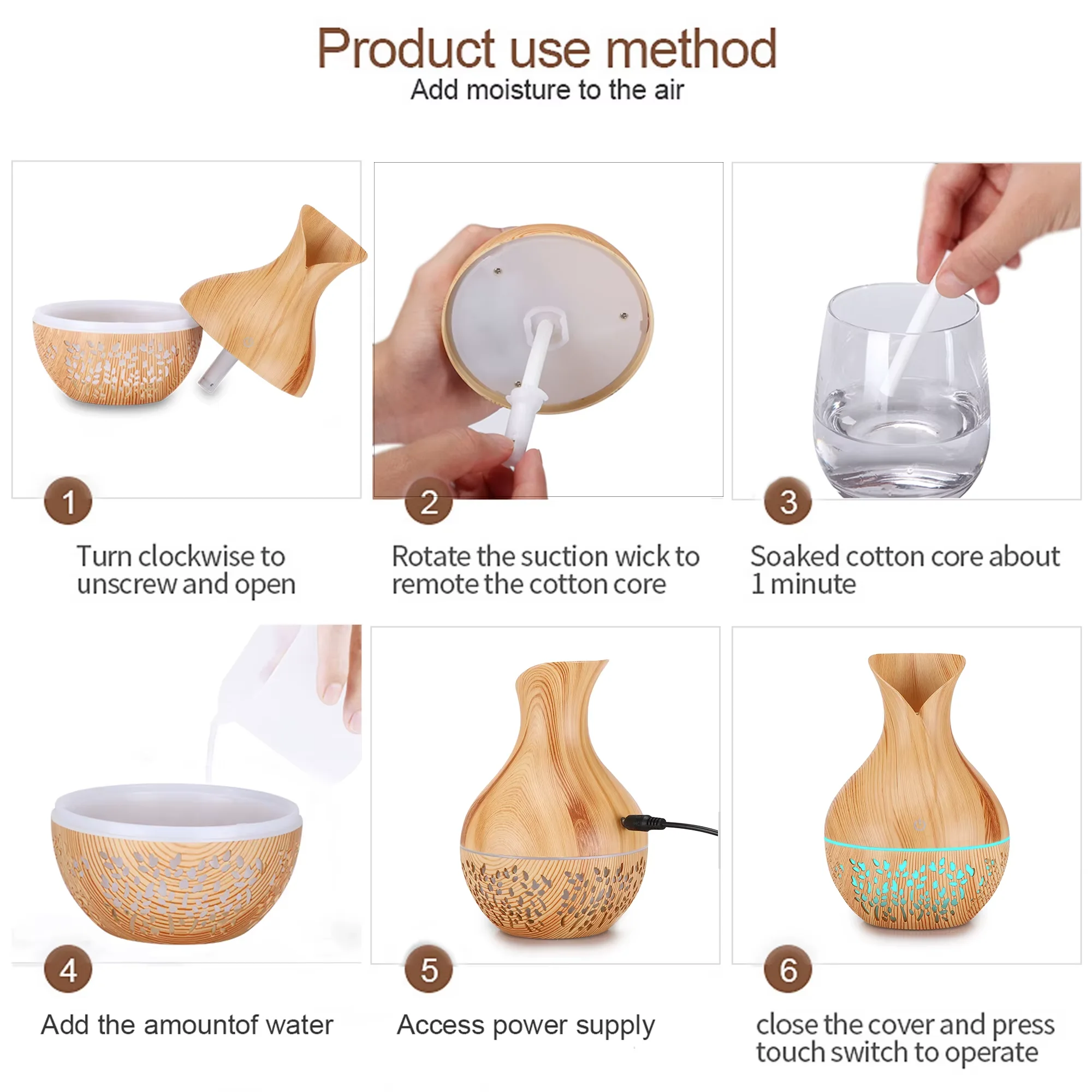 🌺 موزع عطور كهربائي بتصميم خشبي فاخر مع إضاءة متعددة الألوان