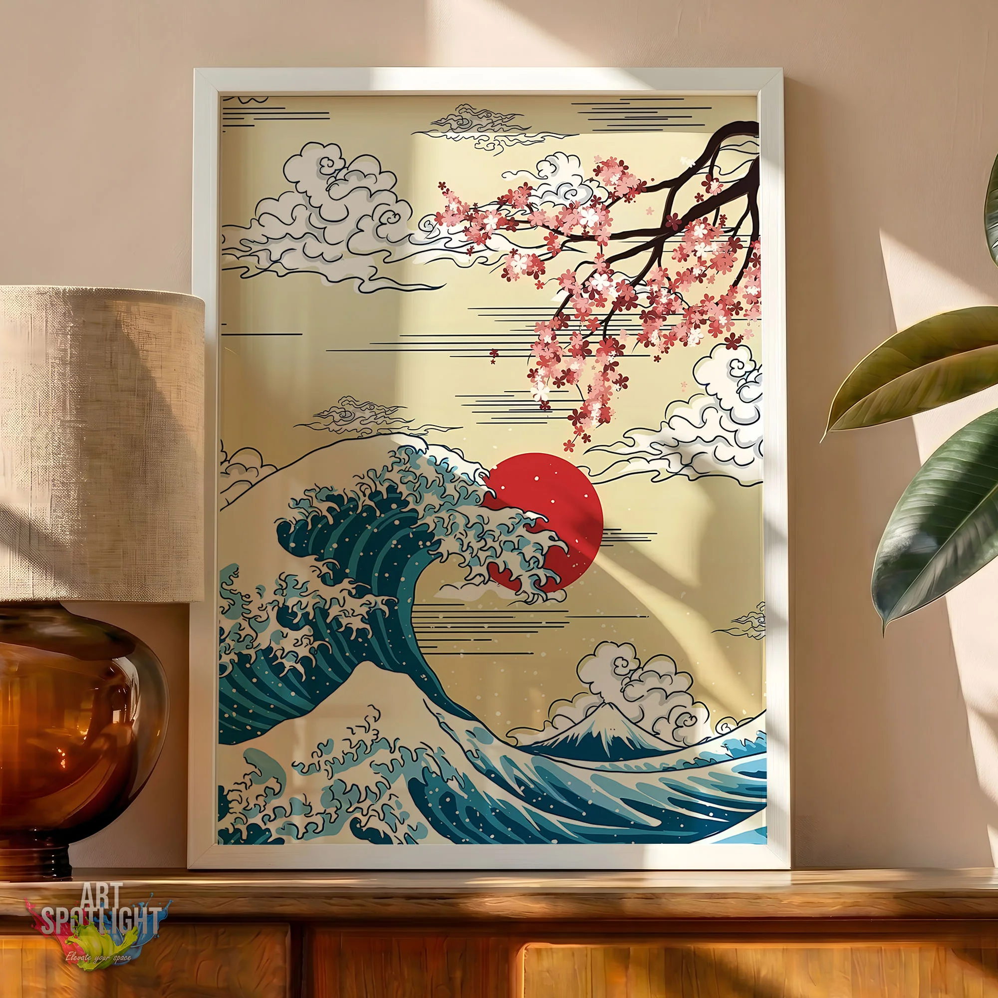 Japanese Wave with Cherry Blossoms