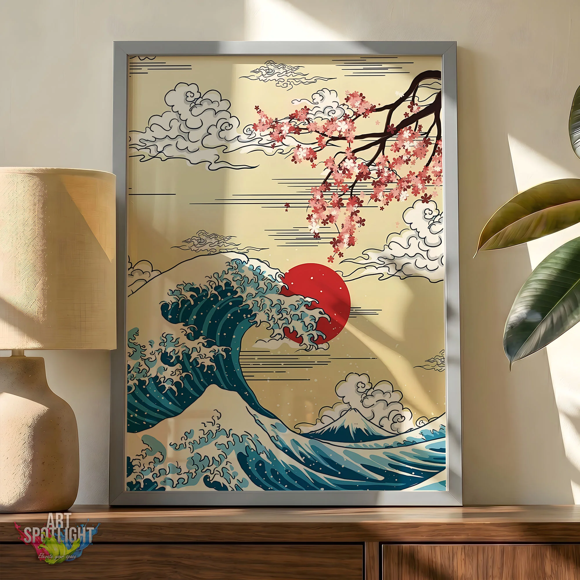 Japanese Wave with Cherry Blossoms