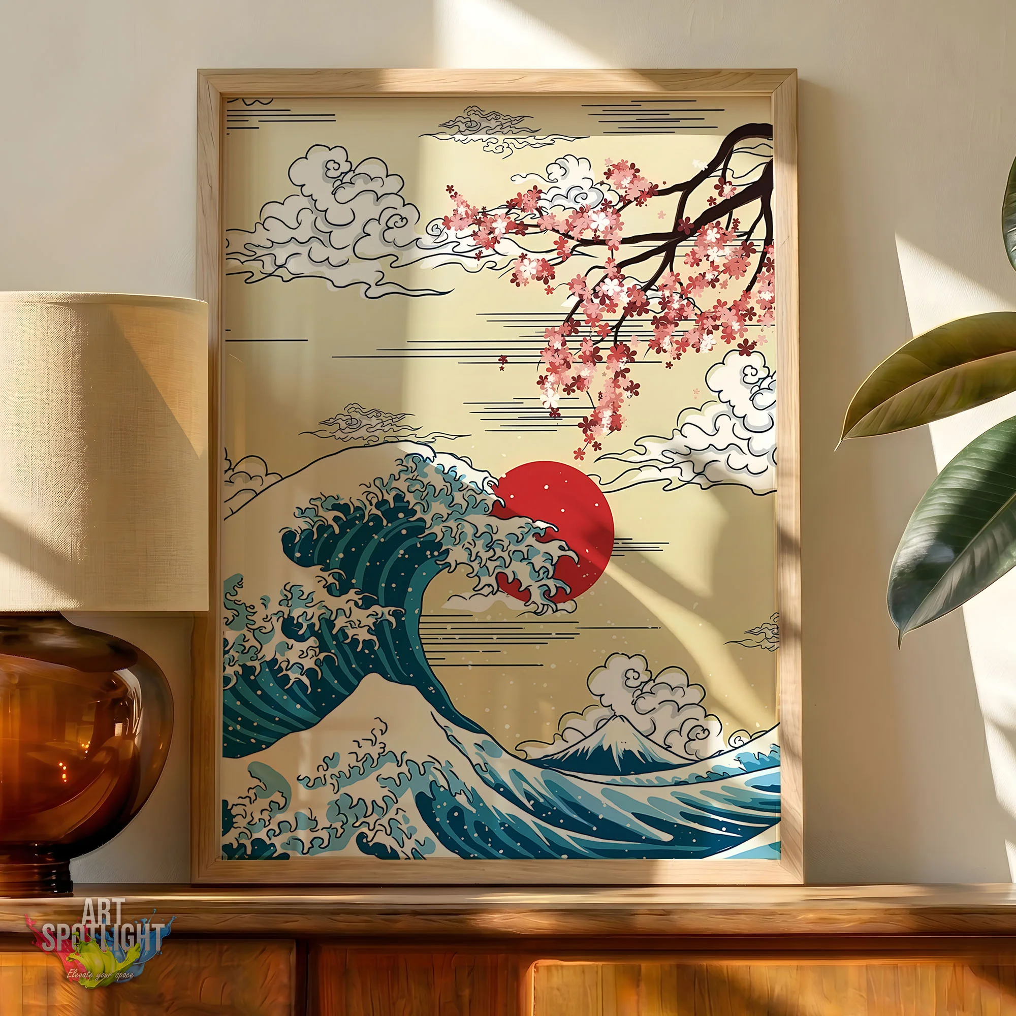 Japanese Wave with Cherry Blossoms
