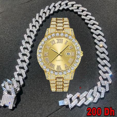 collier + montre hip hop GLD