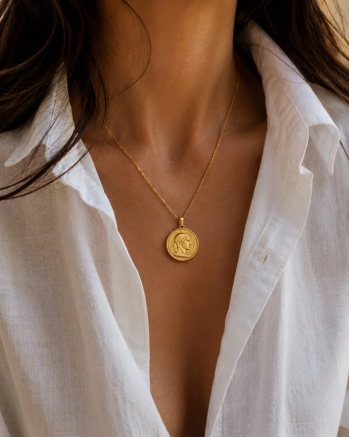 collier médaille vintage