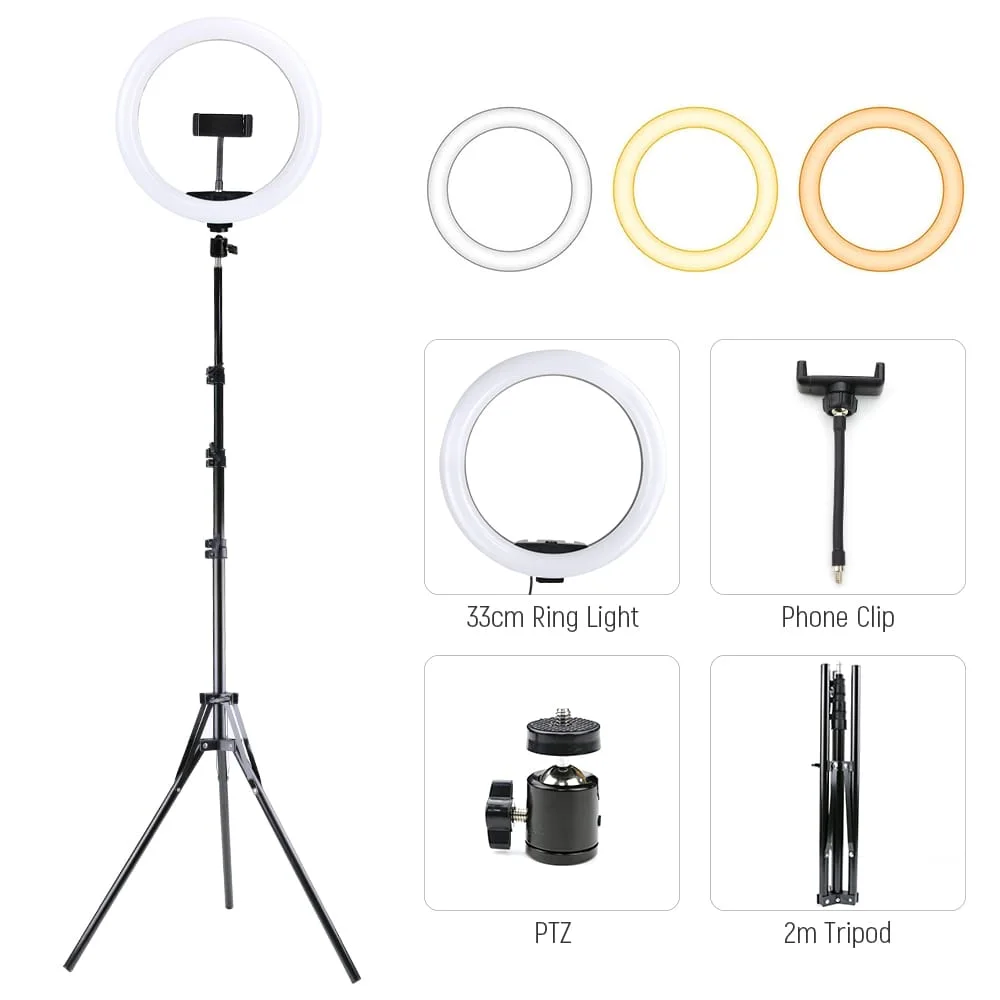 tripod 2 metres + ring light 33cm