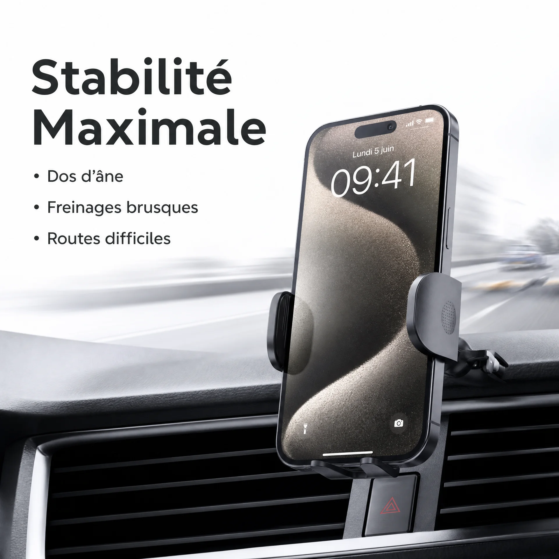 Support Téléphone Voiture 360° – Fixation Ultra Stable pour Grille d'Aération
