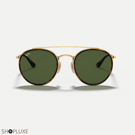 RAY-BAN ROUND DOUBLE BRIDGE POLI OR VERT