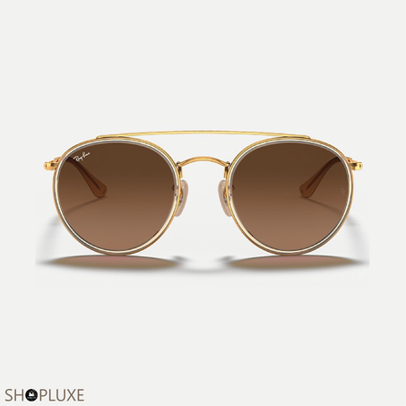 RAY-BAN ROUND DOUBLE BRIDGE POLI OR MARRON