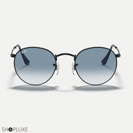 RAY-BAN ROUND METAL MAT NOIR BLEU