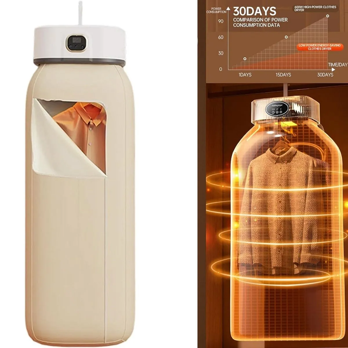 مجفف ملابس كهربائي محمول.