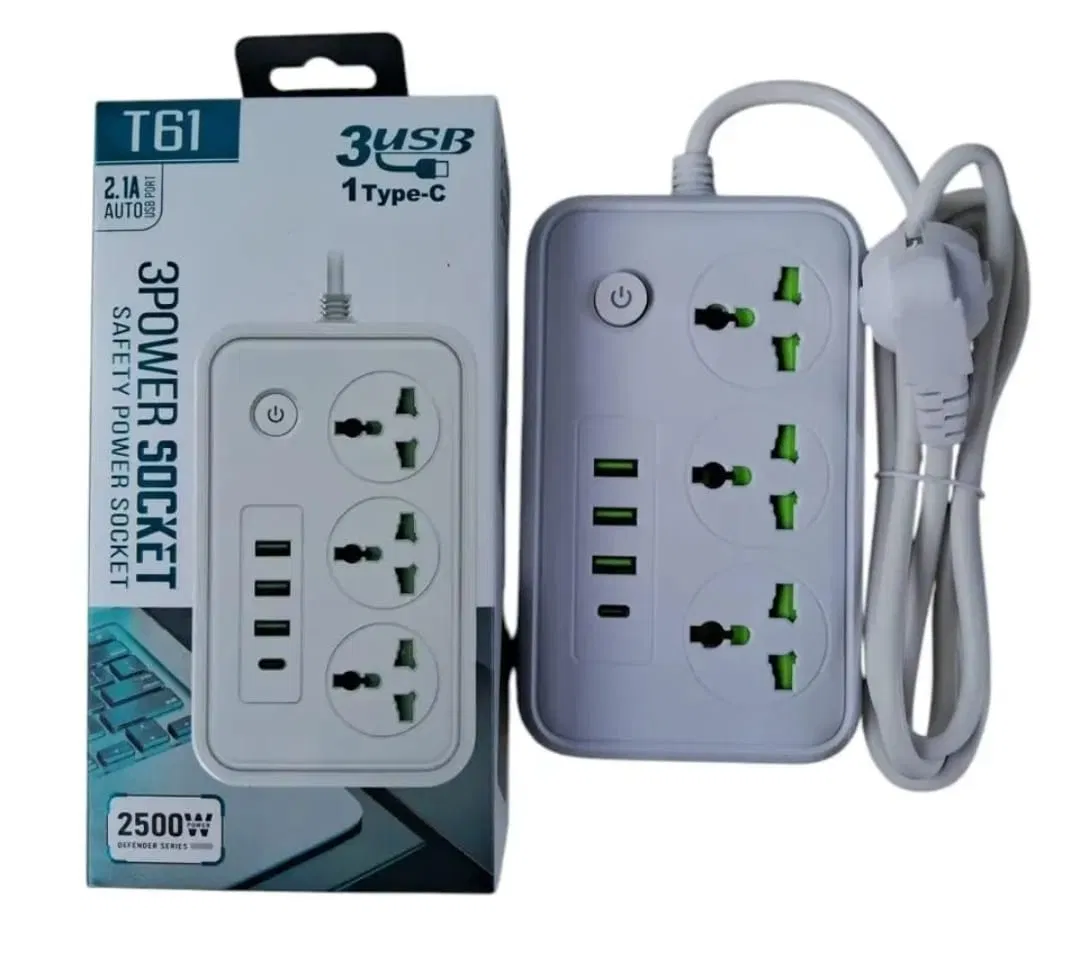 مقبس كهربائي متعدد ب3 مآخذ أرضية،3يو أس بي و منفذ بي دي 2متر