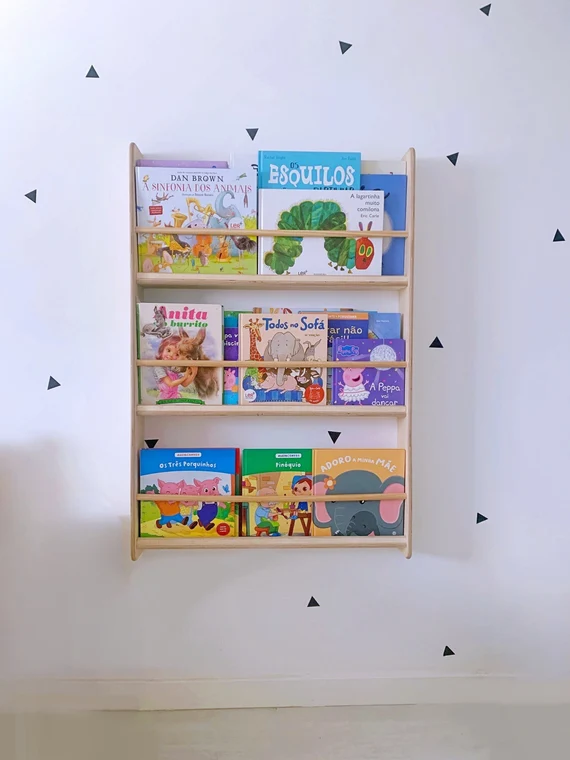 Étagère murale pour enfants à 3 étagères Space Saver Kids, organisateur de livres pour chambre d’enfants, affichage de livres Montessori pour bébé, cadeau pour bébé