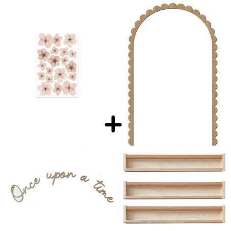 ENSEMBLE : Trio d'étagères + Autocollant + Cadre en bois ondulé + Coin de lecture en bois