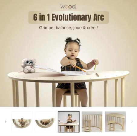 OFFRE Rentrée - Arc évolutif + Tabouret apprentissage Montessori - multi-usage 6 en 1