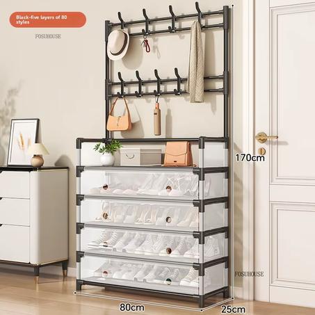 رفوف أحذية مع حامل معاطف