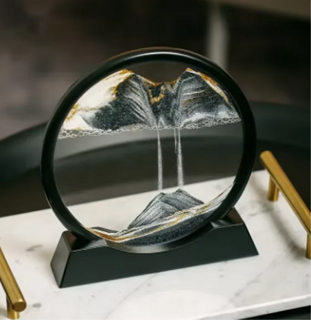 ساعة رملية ثلاثية الأبعاد برمال متحركة