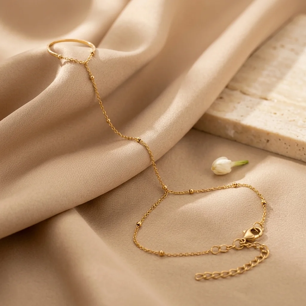 Bague-Bracelet Chaîne Dorée
