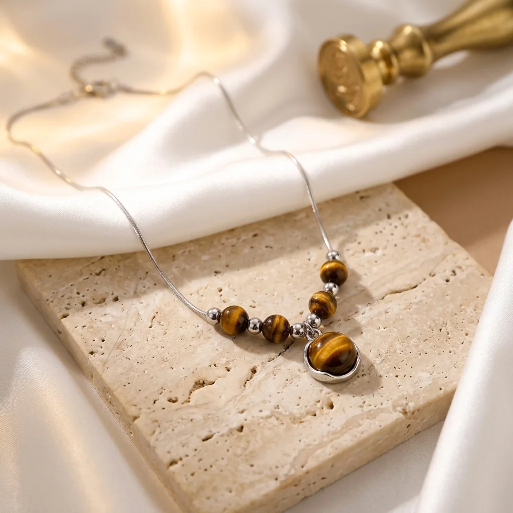 Collier Perles Tigre
