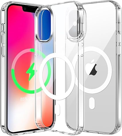 agnétique pour iPhone 11 compatible avec le chargement sans fil MagSafe, coque antichoc pour téléphone, dos transparent anti-rayures (transparent)