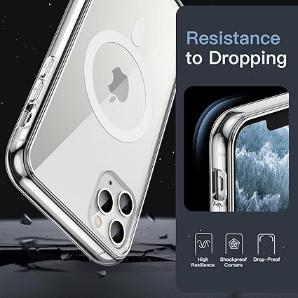 Coque magnétique pour iPhone 11 Pro compatible avec le chargement sans fil MagSafe, coque antichoc pour téléphone, dos transparent anti-rayures (transparent)