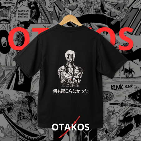 ZORO NOTHING HAPPENED-B&W T-SHIRT