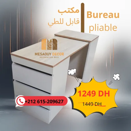 Bureau pliable avec 3 tiroir