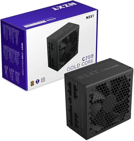 NZXT C750 Gold Core - Fuente de alimentación ATX 3.1 de 750W - 80 Plus Gold - Cybenetics Platinum - Totalmente modular - PCIe 5.1 300W 12V-2x6 - Ventilador Zero RPM - Condensadores de 105°C -