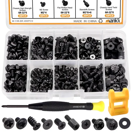 mankk 400 piezas de tornillos para computadora, separadores de placa base, carcasa de PC, ventilador, SSD, tornillos para CD-ROM para instalación y reparación de PC de bricolaje