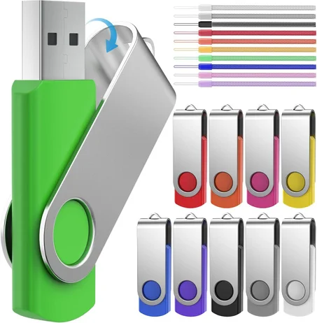 FEBNISCTE Paquete de 10 unidades de memoria USB de 32 GB de alta capacidad, unidades flash USB a granel de 32 GB de metal giratorio, USB 2.0 Jump Drive Memory Stick portátil, Pen Drive Zip de